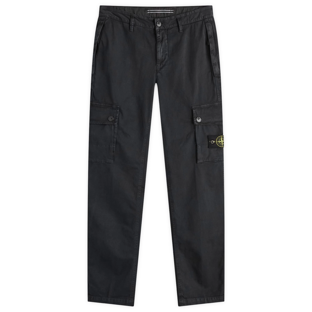 Stone Island Men's Brushed Cotton Canvas Cargo Pants Black